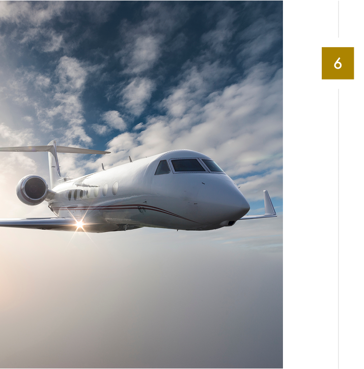 Schemat ilustrujący krok 6 procesu rezerwacji prywatnego lotu na stronie Rental Jets