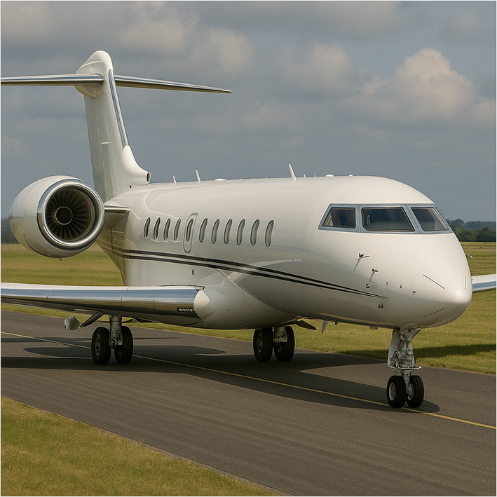 Ikona ultra-długiego zasięgu samolotu w stylu minimalistycznym na stronie floty Rental Jets